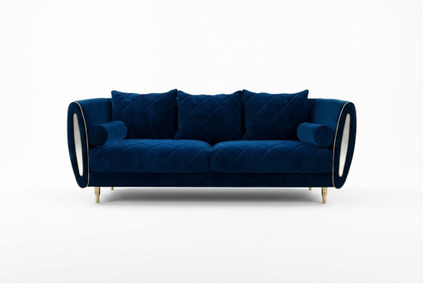 Ontwerp Blauw 3-zits Relaxbanken Bank Stoffen Bekledingstoffen Bankstellen