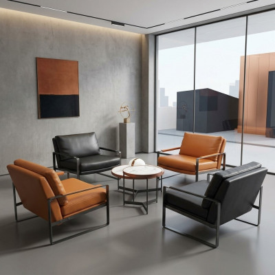 stijlvolle 4x fauteuils gestoffeerde zitplaatsen modern design leren fauteuils lounge luxe