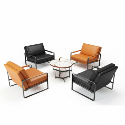 stijlvolle 4x fauteuils gestoffeerde zitplaatsen modern design leren fauteuils lounge luxe
