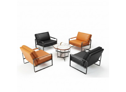 stijlvolle 4x fauteuils gestoffeerde zitplaatsen modern design leren fauteuils lounge luxe