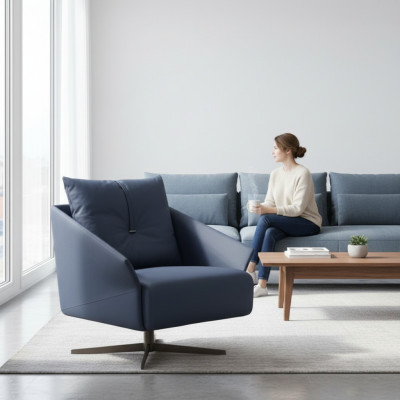Fauteuil zits woonkamer blauw Modern design luxe zitmeubelen Relax club nieuw