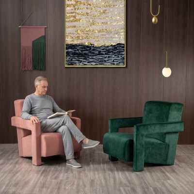 Moderne fauteuil televisiebank 1-zitsbank textiel stof banken 2x fauteuil
