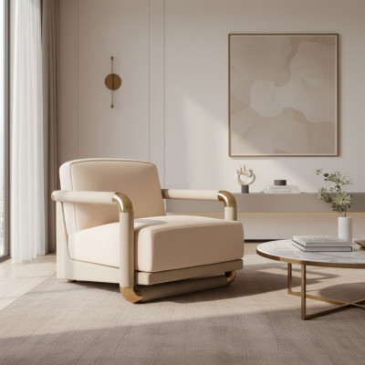 Stijlvolle Stoel Beige Stoel TV Bank 1 Zitsbank Stofstoffen