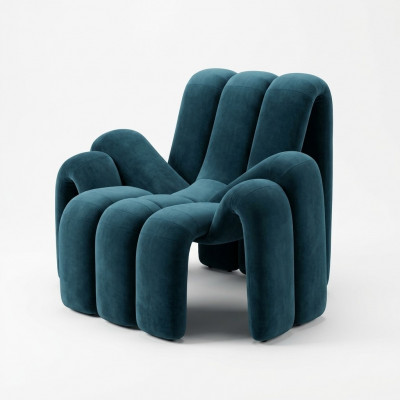 Stijlvolle groene fauteuil, 1-zitsbank, modern luxe fauteuil, textiel nieuw.