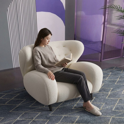 Stijlvolle moderne witte fauteuil Televisiebank 1-zits bank Textiel