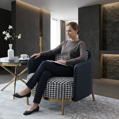Stijlvolle veelkleurige fauteuil moderne fauteuil tv-bank textielfauteuil