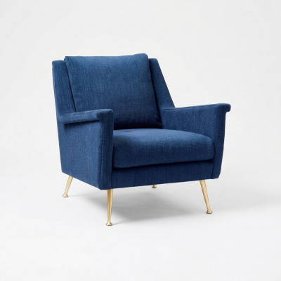 Ontwerp Luxe Blauwe Stoel Fauteuil Bank 1 Zitter Televisiebank Stof Textiel