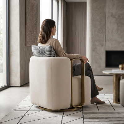 Ontwerp Luxe Fauteuil Stoel Bank 1-Zits Tv Lounge Ligbank Textiel