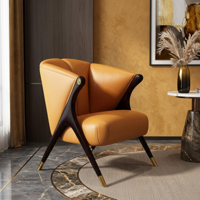 Ontwerp Luxe Oranje Fauteuil Stoel Bank 1 Zitter TV Ligstoel Kunstleer