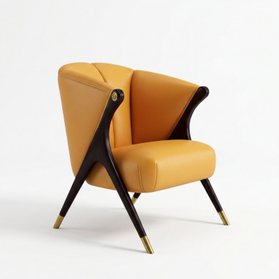 Ontwerp Luxe Oranje Fauteuil Stoel Bank 1 Zitter TV Ligstoel Kunstleer