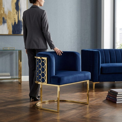 Moderne stoel eetkamer clubstoelen gestoffeerde stoel blauwe fauteuil nieuwe lounge
