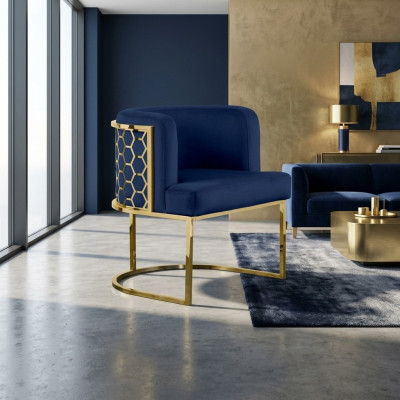 Moderne stoel eetkamer clubstoelen gestoffeerde stoel blauwe fauteuil nieuwe lounge