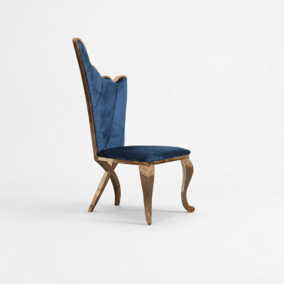 Stijlvolle fauteuil Stoel Blauw Zitting Kussen Ontwerp Metaal Textiel Modern Stijl