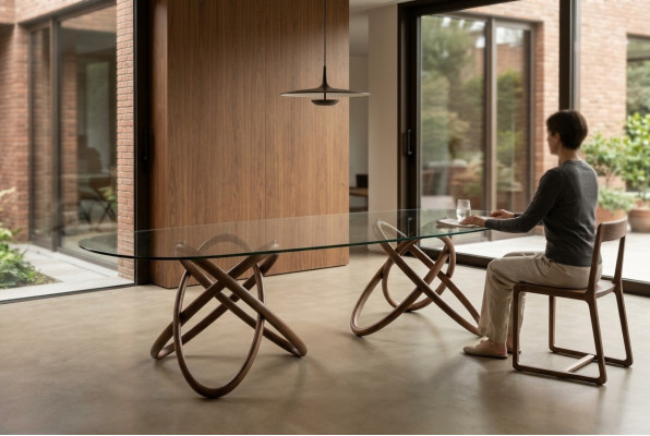 Ontwerper Moderne Eettafel Luxe Ovale Glazen Tafel Glasmeubilair Nieuw