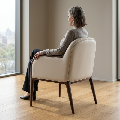 Ontwerper Witte Armstoel Luxe Houten Stoel Bekleding Meubels Stoelen Stoel