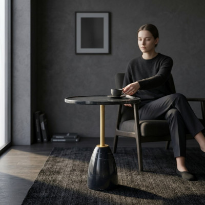 Marmer stijlvolle zwarte bijzettafel tafel luxe moderne salontafels