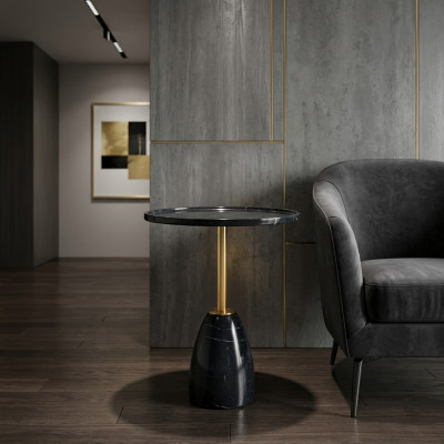 Marmer stijlvolle zwarte bijzettafel tafel luxe moderne salontafels