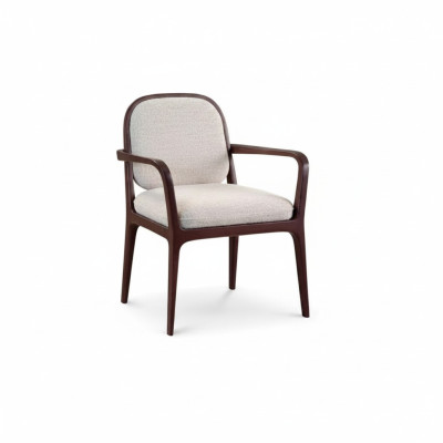 Ontwerper Grijze gestoffeerde eetkamerstoel Meubels met bruin houten frame Fauteuil Stoel