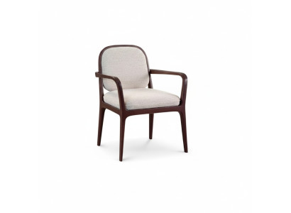 Ontwerper Grijze gestoffeerde eetkamerstoel Meubels met bruin houten frame Fauteuil Stoel