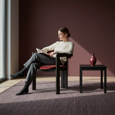 Luxe Rode Eetkamerstoel Houten Frame Designer Bekleding Eenpersoons Textiel