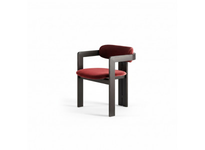 Luxe Rode Eetkamerstoel Houten Frame Designer Bekleding Eenpersoons Textiel
