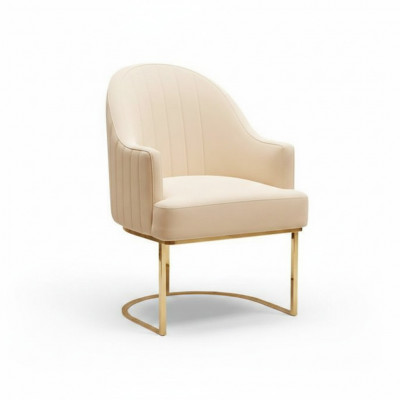 Beige eetkamerstoel, ontwerper met één zitplaats, textielmeubels, gestoffeerde stoelen
