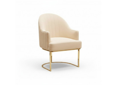 Beige eetkamerstoel, ontwerper met één zitplaats, textielmeubels, gestoffeerde stoelen