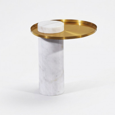 Stijlvolle ronde witte bijzettafel luxe salontafel woonkamermeubels.