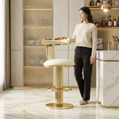 Ontwerper witte eetkamerstoel roestvrijstalen frame metalen eenzitter stoelen
