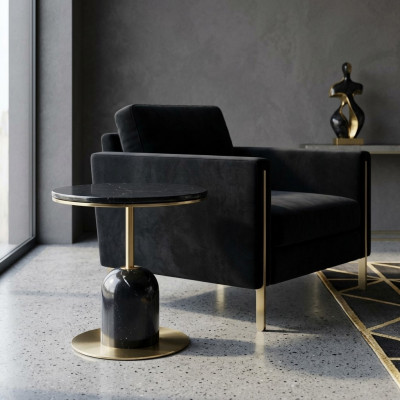 Ronde woonkamersalontafel Zwarte banktafel Luxe salontafel Tafel