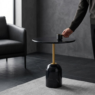 Zwarte bijzettafel Woonkamer Tafels Modern Rond Design Console Tafel