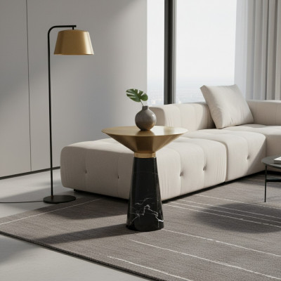 Zwarte design bijzettafel Luxe roestvrijstalen meubels Woonkamertafel