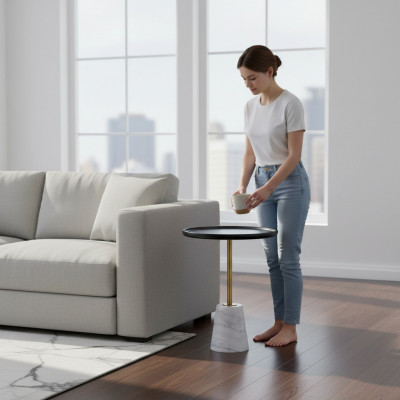 Moderne zwarte-witte bijzettafel woonkamer bijzettafels tafel