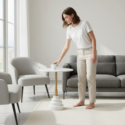 Moderne salontafel Luxe Wit Tafel Bijzettafels Woonkamer Rond nieuw