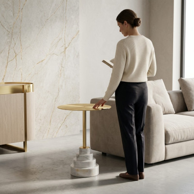 Moderne salontafel Luxe metalen bijzettafel bijzettafels Woonkamer Rond nieuw