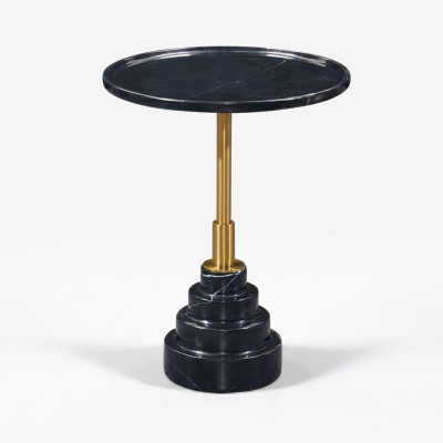 Moderne zwarte salontafel luxe marmeren bijzettafel rond woonkamer