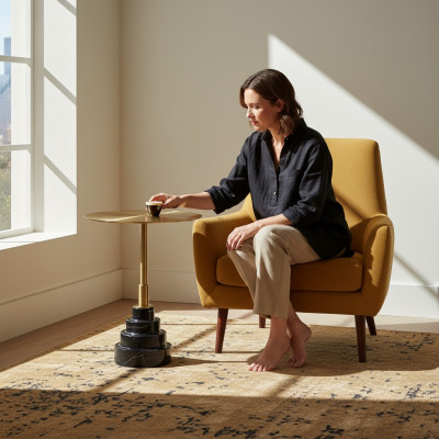 Bijzettafel Tafel Ontwerp Luxe Tafels Meubels Roestvrij staal Ronde Metaal Goud