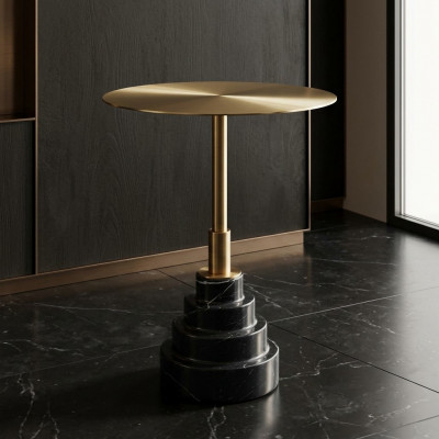 Bijzettafel Tafel Ontwerp Luxe Tafels Meubels Roestvrij staal Ronde Metaal Goud