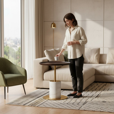 Ontwerper Witte koffietafel Luxe bijzettafel Stijlvol meubilair Tafel