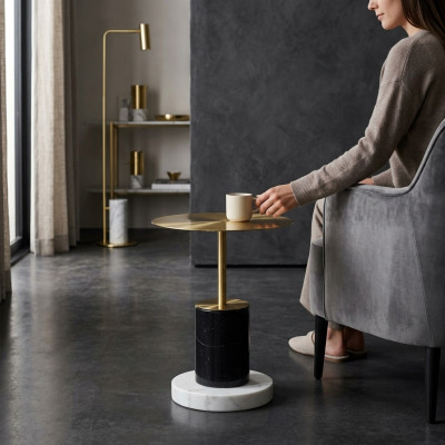 Moderne gouden marmeren bijzettafel Woonkamertafels Rond Design