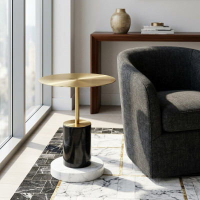 Moderne gouden marmeren bijzettafel Woonkamertafels Rond Design