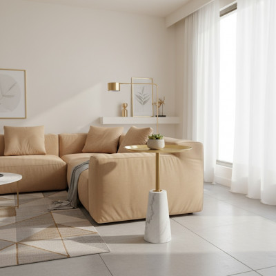 Witte bijzettafel Designer salontafel Woonkamer Luxe metalen meubels