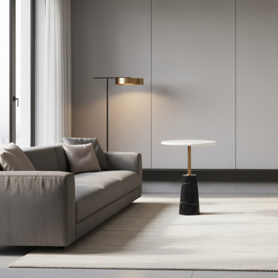 Luxe ronde marmeren bijzettafel Hoogwaardige tafel Salontafel Meubilair