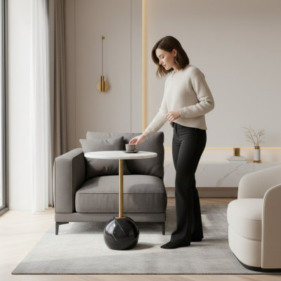 Zwart-wit bijzettafel marmer meubelontwerper woonkamer salontafels.