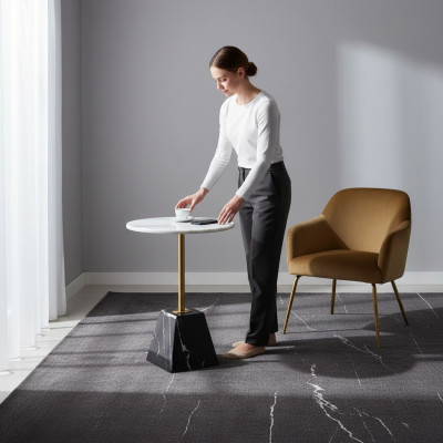 Ontwerper Ronde bijzettafel Luxe marmeren bijzettafels Stijlvol meubilair