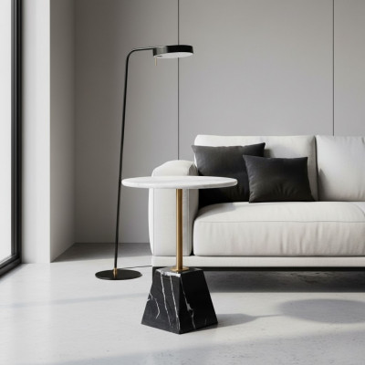Ontwerper Ronde bijzettafel Luxe marmeren bijzettafels Stijlvol meubilair