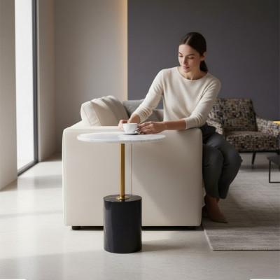 Luxe Zwarte Bijzettafel Woonkamer Bijzettafel Rond Vorm Nieuw