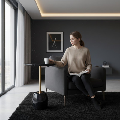 Zwarte salontafel Luxe koffietafel Woonkamer design Bijzettafels