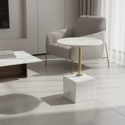 Kleine witte bijzettafel kunstmarmer woonkamer meubels bijzettafels