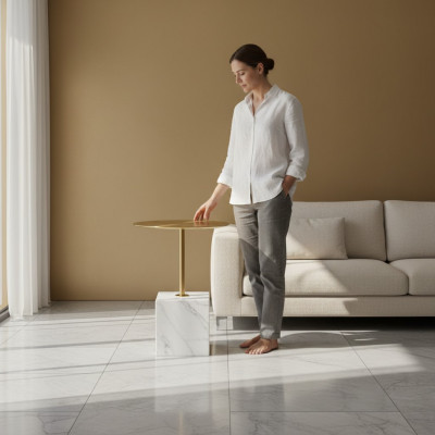 Luxe Witte Bijzettafel Woonkamer Designer Opbergtafels